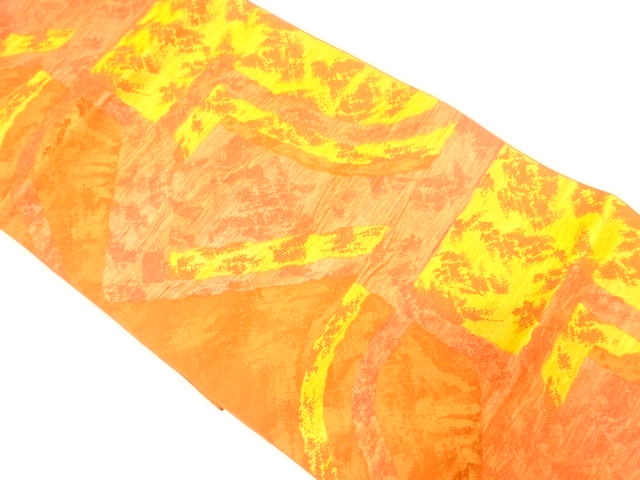 JAPANESE NAGOYA OBI / SILK / CHIKUZEN HAKATA / WOVEN ABSTRACT PATTERN